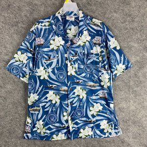 Vintage American Excellence Button Up Shirt Large Hawaiian Short Sleeve Men's L
